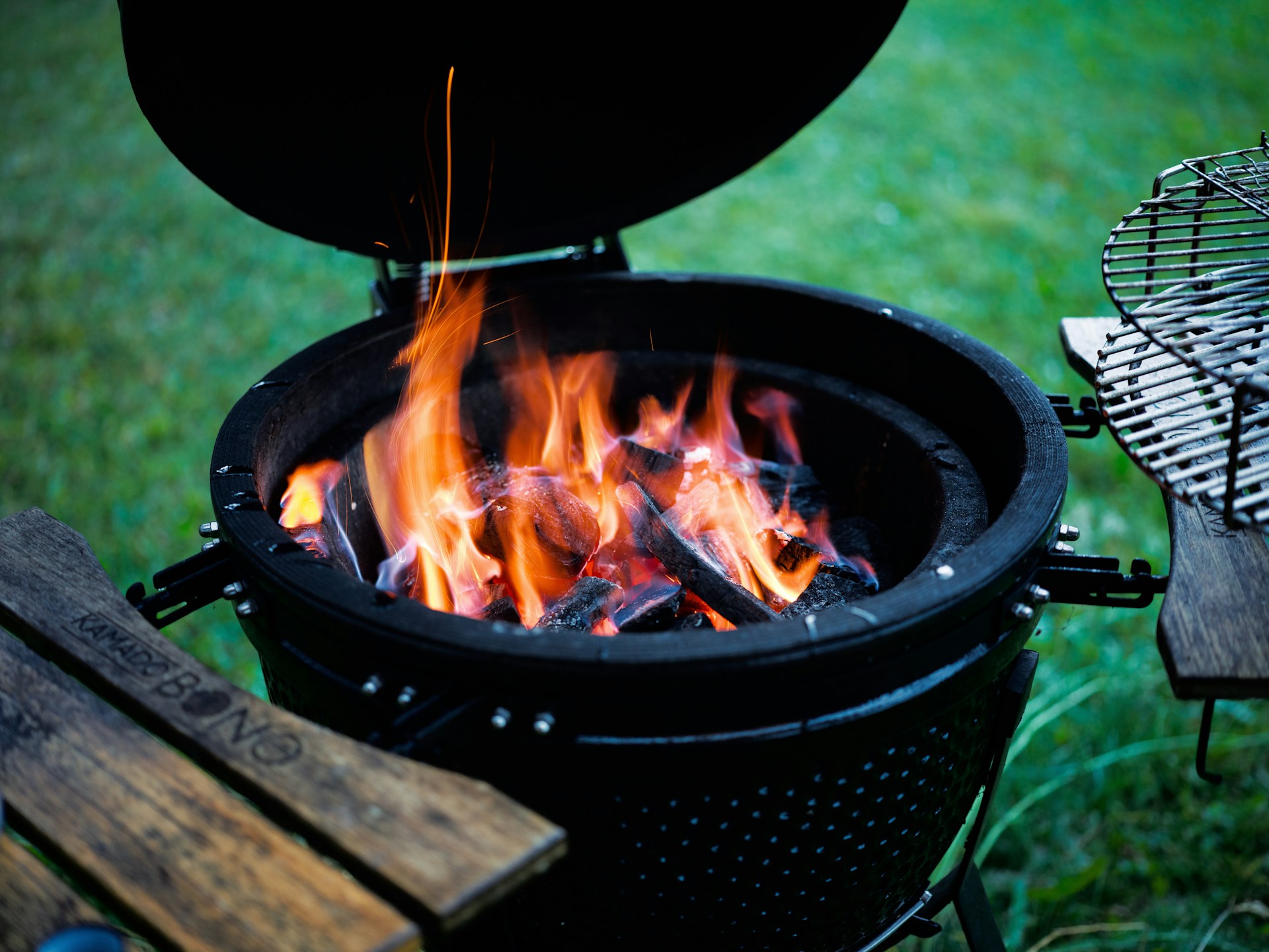 Outdoor barbecue pit in early light