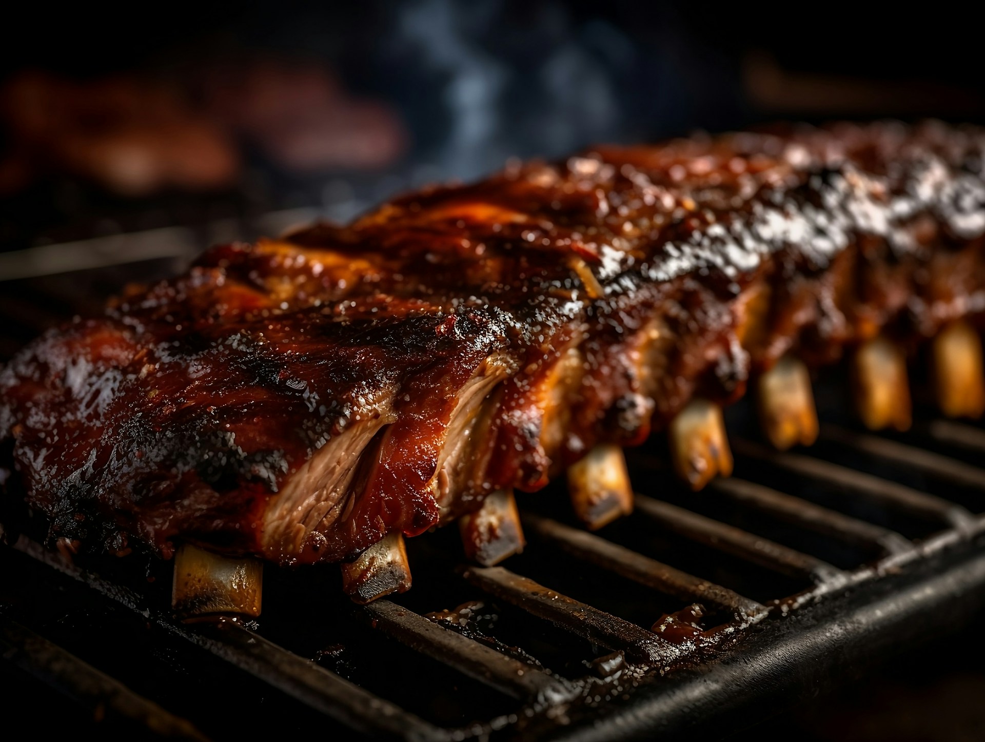Sliced cooked ribs